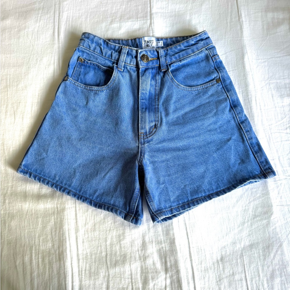 Princess Polly Blue Jean Shorts High-Waisted Vintage Style